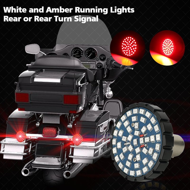 SUNPIE Motorcycle LED Turn Signal Lights 1157 Bullet Style Rear Blinker LED Light Compatible with Harley Touring Dyna Softail Sportster Street Glide Road Glide Iron 883, Dual-Element - Image 3